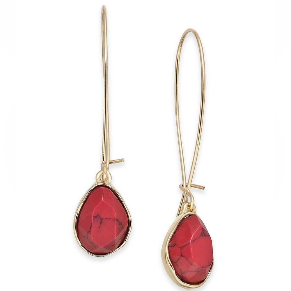 Style and Co. Red Teardrop Earrings with Silver Hooks